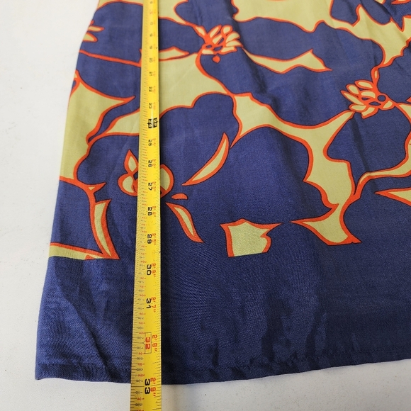 Ann Taylor LOFT Floral Knee Length Dress Navy Blue Green Orange 3/4 Sleeve 0P - Picture 11 of 14